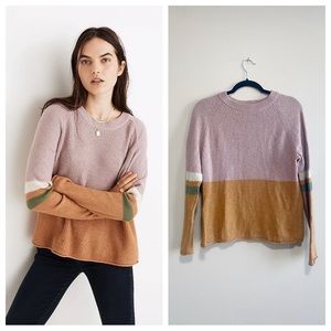 Madewell Striped Roll-Trim Waffle Pullover Sweater in Cotton-Merino Size XS